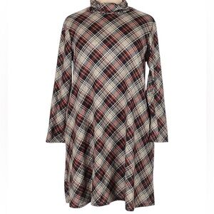 Southern Stitch Plaid Turtleneck A-Line Dress